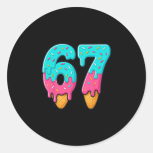 67 Eis-Drip-Meme Lustig Six Seven Gen Alpha S Runder Aufkleber