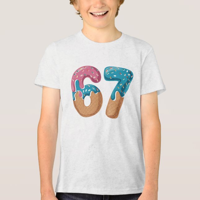67 Eis-Drip-Meme Lustig Six Seven Gen Alpha  Tri-Blend Shirt (Vorderseite)