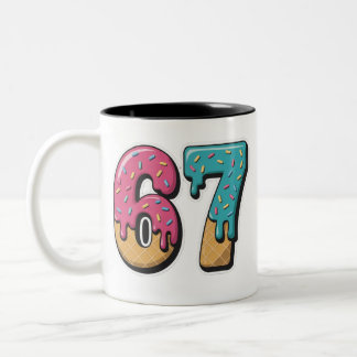 67 Eis-Drip-Meme Lustig Six Seven Gen Alpha Zweifarbige Tasse
