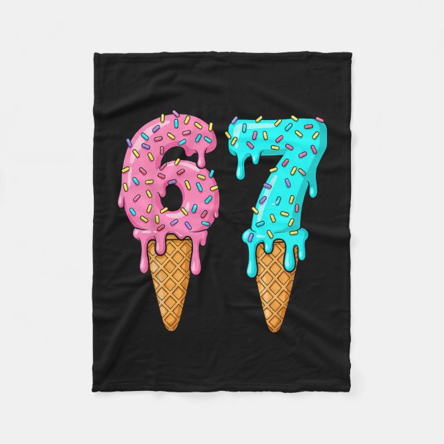 67 Eis-Drip-Meme Six Seven Gen Alpha-Slang  Fleecedecke (Vorderseite)