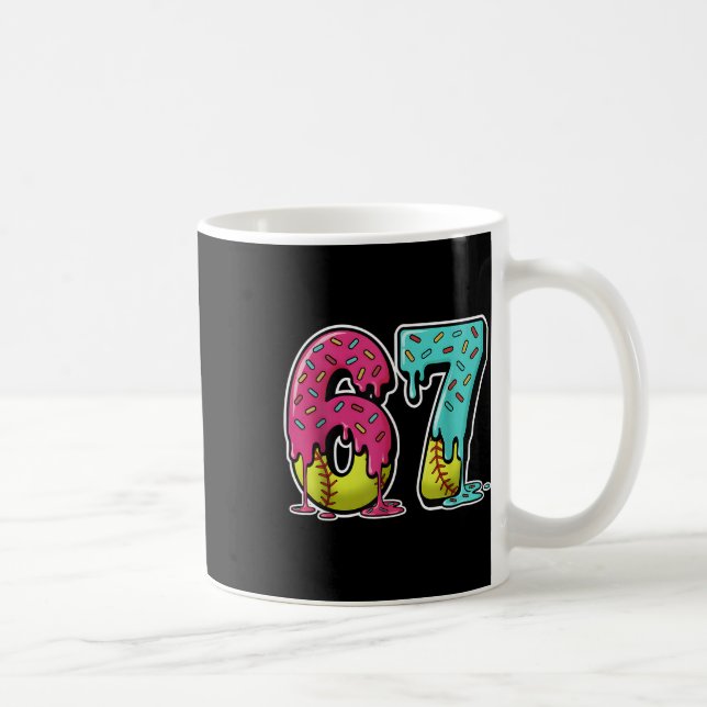 67 Eis Drip Softball Gen Alpha Slang Six Sev Kaffeetasse (Rechts)