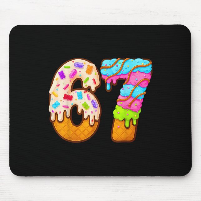 67 Eiscreme-Tropf-Meme Lustig Six Seven Gen Alpha  Mousepad (Vorne)