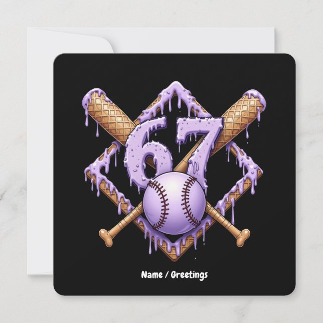 67 Eiscreme Tropfen Baseball Meme Funny Retro Spor Einladung (Vorderseite)