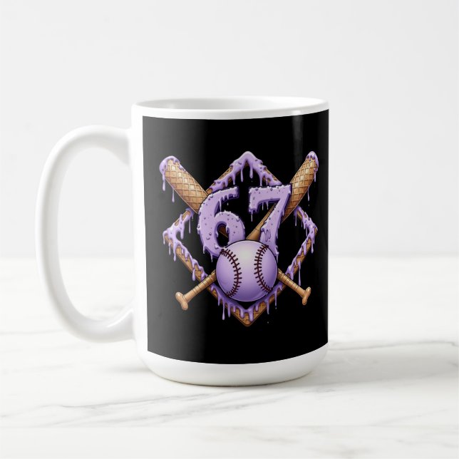 67 Eiscreme Tropfen Baseball Meme Funny Retro Spor Kaffeetasse (Links)