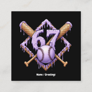 67 Eiscreme Tropfen Baseball Meme Funny Retro Spor Quadratische Visitenkarte