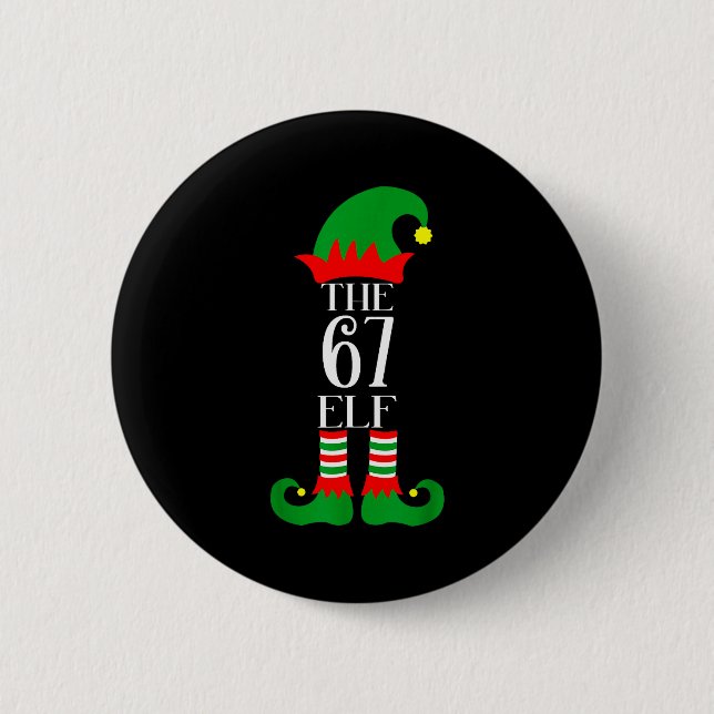 67 Elf Weihnachtskostüm Pyjama 67 Meme Gen Alpha  Button (Vorderseite)