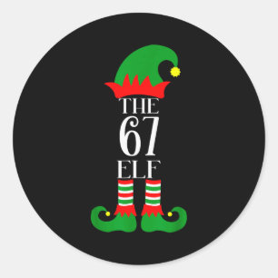 67 Elf Weihnachtskostüm Pyjama 67 Meme Gen Alpha Runder Aufkleber
