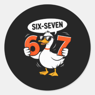 67 Enten Meme Lustig Sechs Sieben Gen Alpha Slang Runder Aufkleber