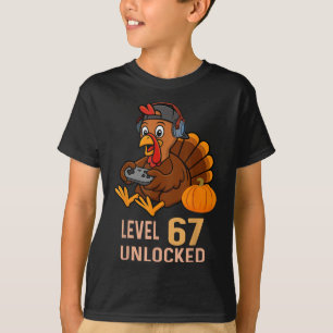 67 Erntedankfest Jungen Truthahn Gamer Six Seven M T-Shirt