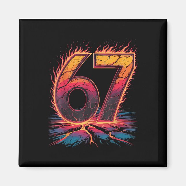 67 Flame Nummer Sechs Sieben Meme 67 Kind  Magnet (Vorne)