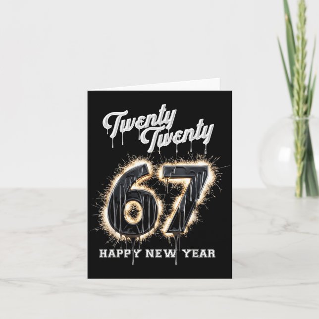 67 Frohes Silvester Six Seven Lustig 2026 Gehirn Karte (Vorderseite)