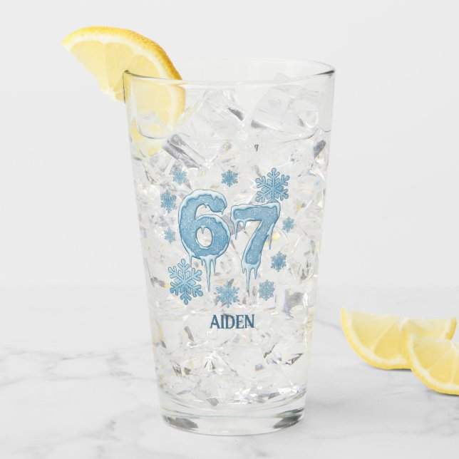 67 Funny 6 7 Six Seven Personalized Christmas Glas (Vorderseite Ice)