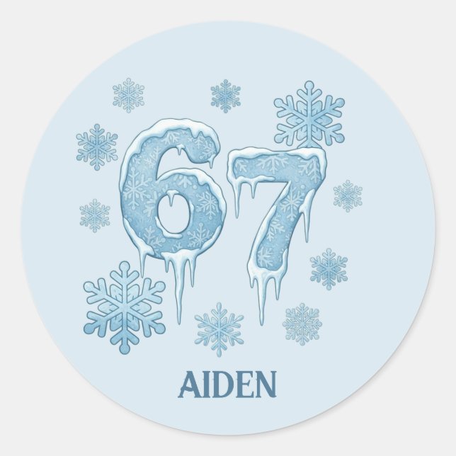 67 Funny 6 7 Six Seven Personalized Christmas Runder Aufkleber (Vorderseite)