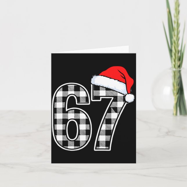 67 Funny Christmas Plaid Kids Xmas 6 7  Karte (Vorderseite)