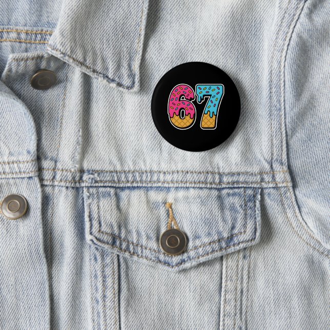 67 Funny Meme Ice Cream Six Seven Gen Alpha Button (Beispiel)