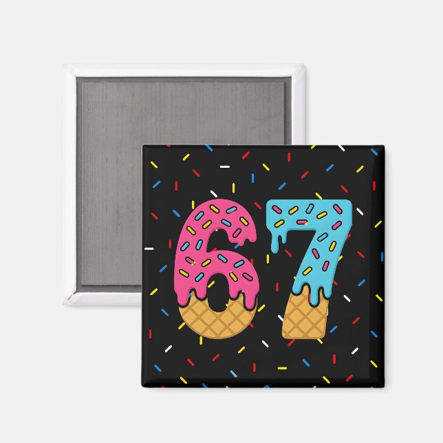 67 Funny Meme Ice Cream Six Seven Gen Alpha Magnet (Vorderseite/Rückseite)