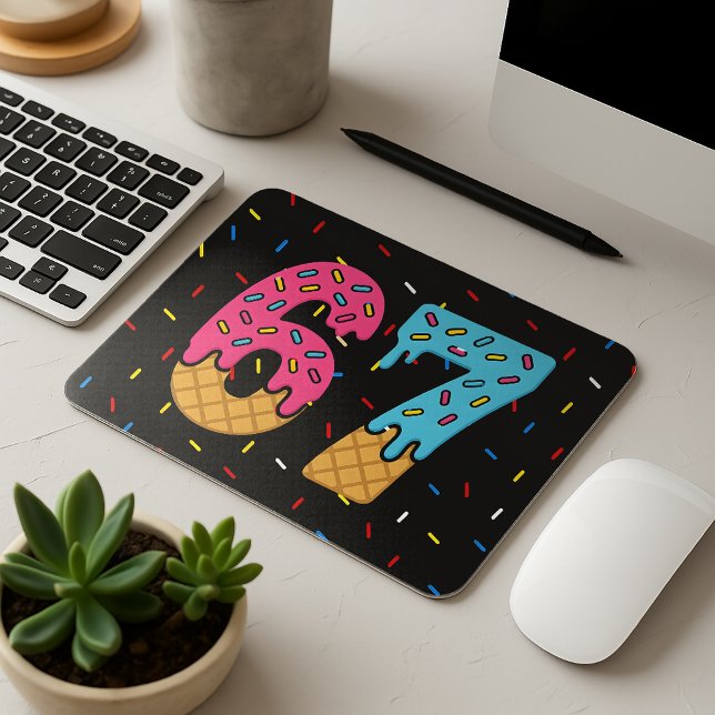 67 Funny Meme Ice Cream Six Seven Gen Alpha Mousepad (Von Creator hochgeladen)