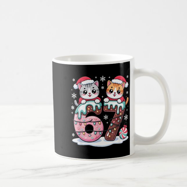67 Funny Meme Kawaii Cats Christmas Ice Cream Drip Kaffeetasse (Rechts)