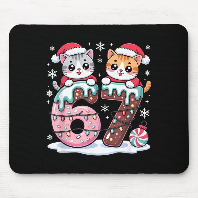 67 Funny Meme Kawaii Cats Christmas Ice Cream Drip Mousepad (Vorne)