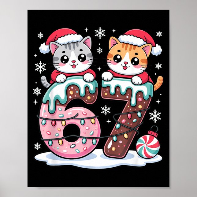 67 Funny Meme Kawaii Cats Christmas Ice Cream Drip Poster (Vorne)