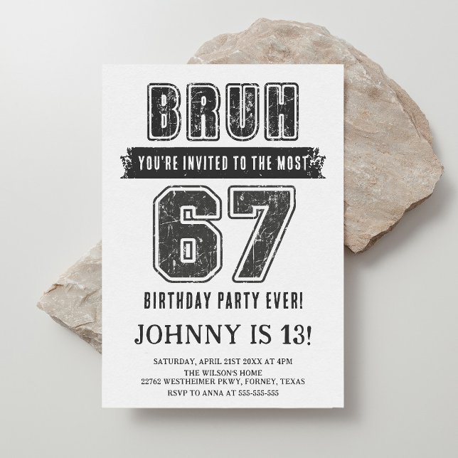 67 Funny Six Seven Party Teen Boy Birthday Einladung (Von Creator hochgeladen)