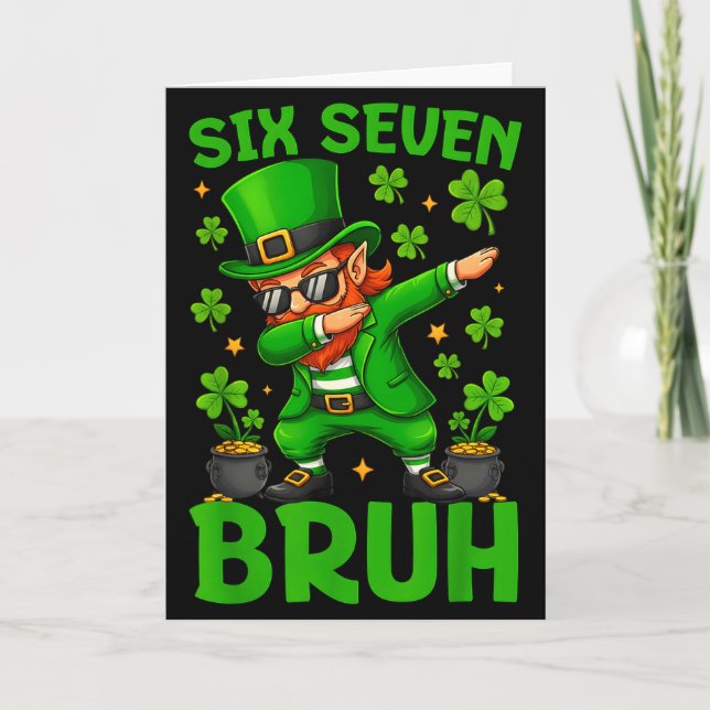 67 Funny St. Patrick's Day Six Seven Meme Leprecha Karte (Vorderseite)