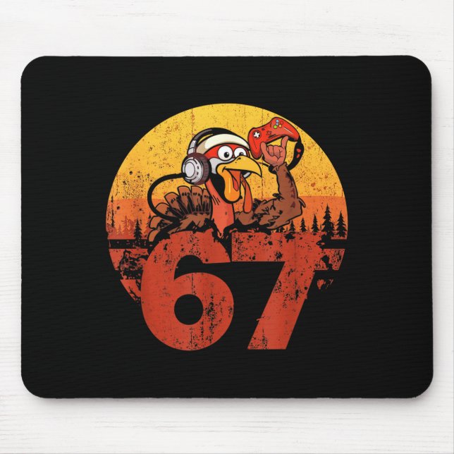 67 Funny Turkey Thanksgiving Gym Fitness Workout S Mousepad (Vorne)