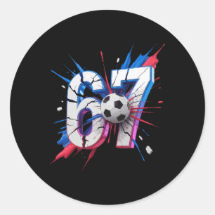67 Fußball-Smash Nummer Siebenundsechzig Impact Ge Runder Aufkleber