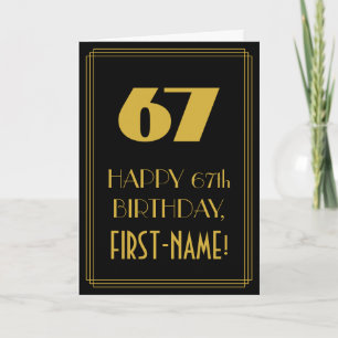67. Geburtstag - Art Deco Inspiriert Look "67" & N Karte