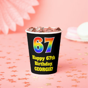 67. Geburtstag: Farbenfroh, Spaß, Spannung, Regenb Pappbecher