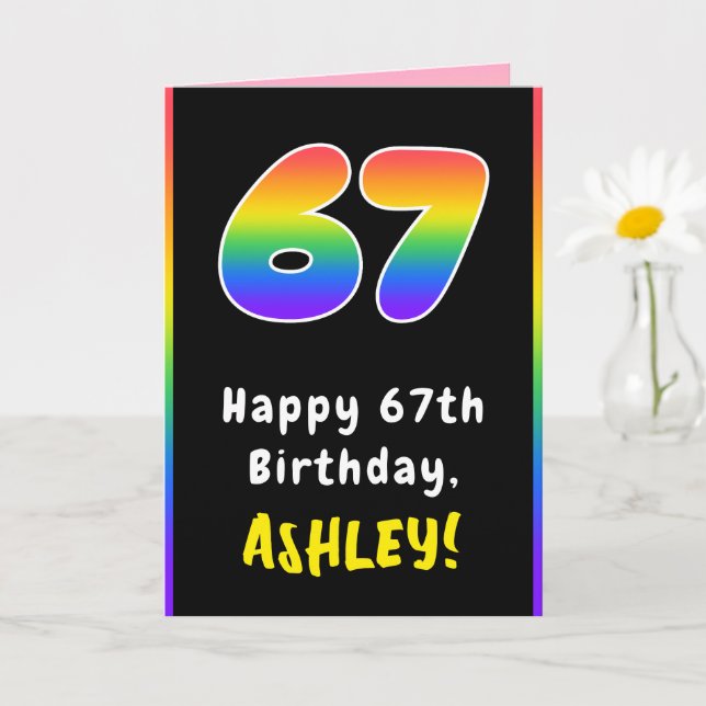 67. Geburtstag: Farbiger Regenbogen # 67, Individu Karte (Kleine Pflanze)