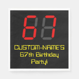67. Geburtstag: Red Digital Clock Style "67" + Nam Serviette