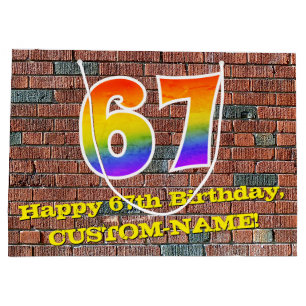 67. Geburtstag: Spaß, Graffiti-Inspiriert Regenbog Große Geschenktüte