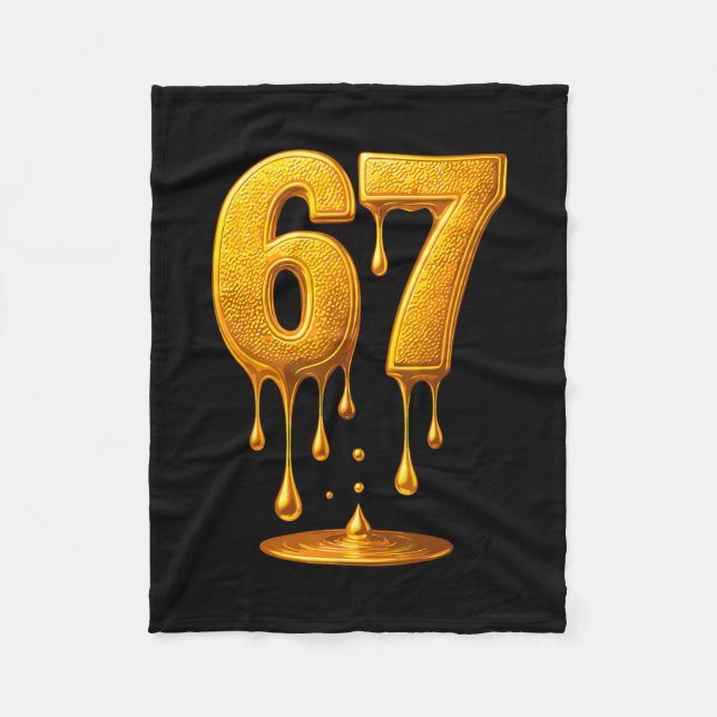 67 Gold Tropfen Six Sieben Funny Meme Fleecedecke (Vorderseite)