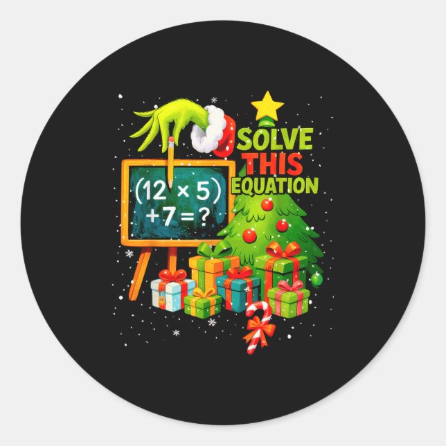67 Green Teacher Christmas Six Seven Meme Brainrot Runder Aufkleber (Vorderseite)