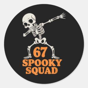 67 Grusel-Truppe Halloween-Skelett Runder Aufkleber