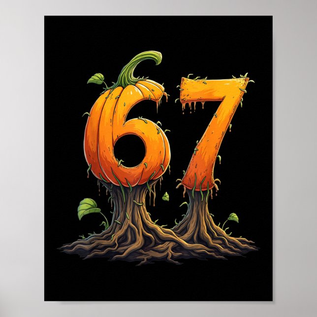 67 Halloween Brainrot Meme 6 7 Zahlen Sechs Sieben Poster (Vorne)
