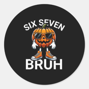 67 Halloween Funny Six Sieben Meme Brainrot Pumpki Runder Aufkleber