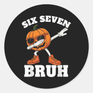 67 Halloween Lustiger Six Seven Bruh Meme Brainrot Runder Aufkleber