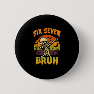 67 Halloween Meme 6 7 Skelett Sechs Sieben Zahlen  Button