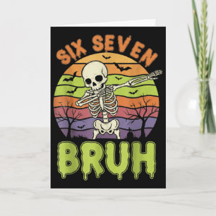 67 Halloween-Meme 6 7 Skelett Sechs Sieben Zahlen Karte