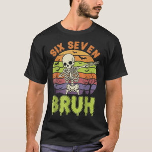 67 Halloween Meme 6 7 Skelett Sechs Sieben Zahlen T-Shirt