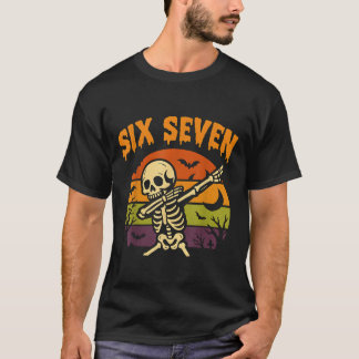 67 Halloween Meme 6 7 Skelett Sechs Sieben Zahlen T-Shirt
