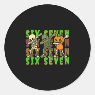 67 Halloween Meme Six Seven Dabbing Skelett Zombie Runder Aufkleber