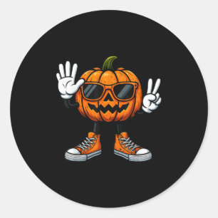 67 Halloween Pumpkin Funny Brainrot Meme Kids Six Runder Aufkleber