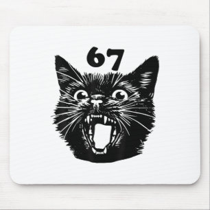 67 Halloween Schwarze Katze Brainrot Meme Sechs Si Mousepad