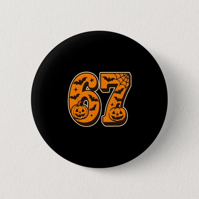 67 Halloween Six Seven Brainrot Meme Jungen Kinder Button (Vorderseite)