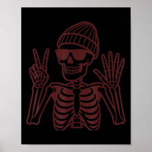 67 Halloween-Skelett Friedenszeichen Lustiges Meme Poster