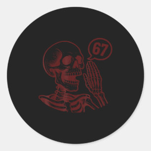 67 Halloween-Skelett Sechs Sieben Meme Gehirnverro Runder Aufkleber