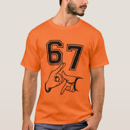 67 Hand Gesture Graphic T-Shirt Urban Casual Style